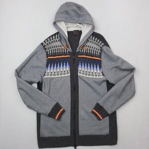 Bogner Fire Ice Sweater Mens XL Gray Full Zip Fair Isle Alpaca Blend Knit Jacket